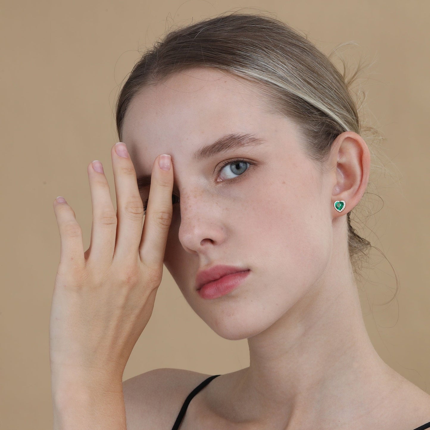 APSVO 18K White Gold Plated Love Heart Stud Earrings for Women CZ S925 Sterling Silver April Birthstone Earrings with Crystal Wedding Graduation Birthday Jewelry Gifts Teen Mom Ideas Age