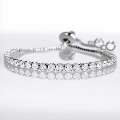 Amy and Annette 14K White Gold Adjustable Tennis Bracelet with crystals from Swarovski in 14K White Gold Plated