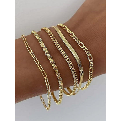 Gold Bracelets for Women, 14K Gold Plated Jewelry Sets for Women Trendy Thin Dainty Stackable Cuban Link Paperclip Chain Bracelet Pack Fashion Accessories Gifts