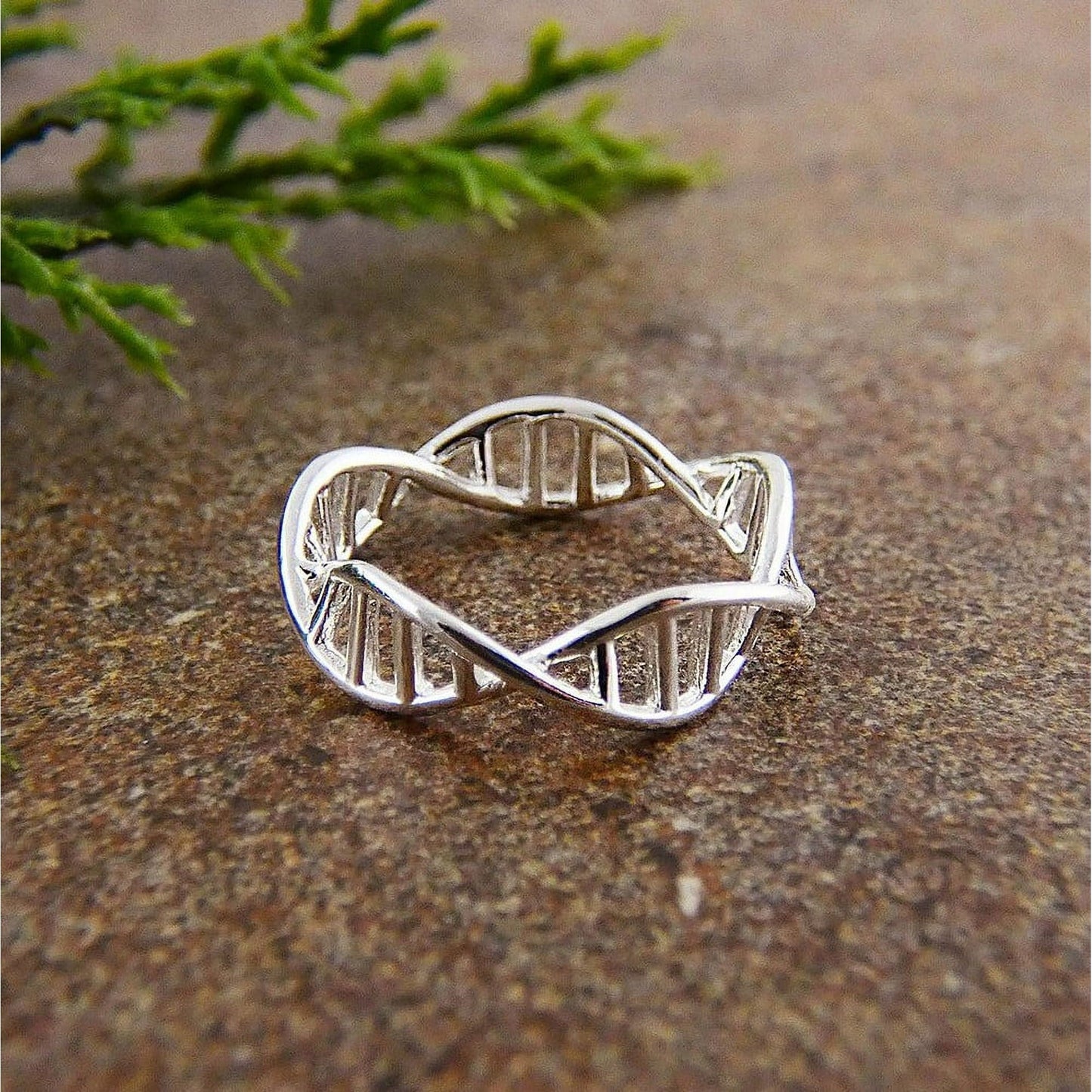 Amy and Annette Sterling Silver Adjustable DNA Ring