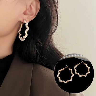 Kabuer Juego de Pendientes de Perla y Aro Dorado Joyería de Moda, 36 Pares