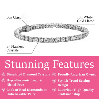 Cate & Chloe Olivia 18k White Gold Plated Tennis Bracelet With Simulated Diamond Crystals for Women