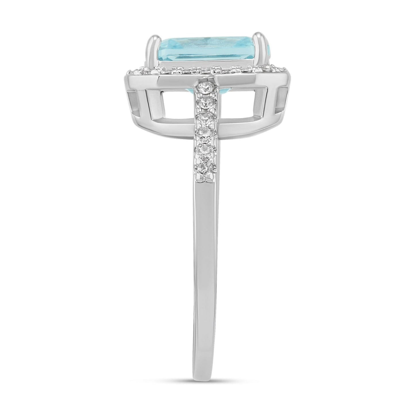 Believe by Brilliance Women's Fine Silver Plated Aquamarine Cubic Zirconia Ring (Size 7)