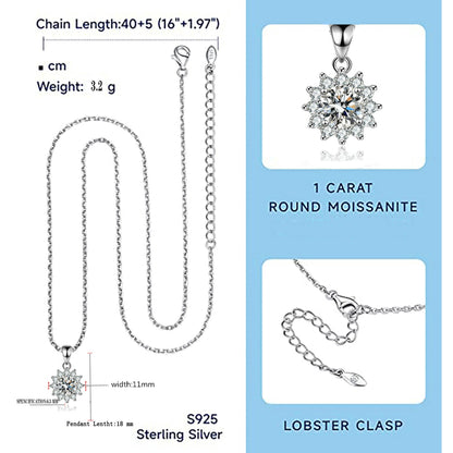 1 Carat Gorgeous Moissanite Pendant Necklaces for Women 925 Sterling Silver Necklace with Diamond 18K Plated Dainty Jewelry Product details