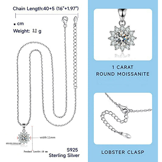 1 Carat Gorgeous Moissanite Pendant Necklaces for Women 925 Sterling Silver Necklace with Diamond 18K Plated Dainty Jewelry Product details