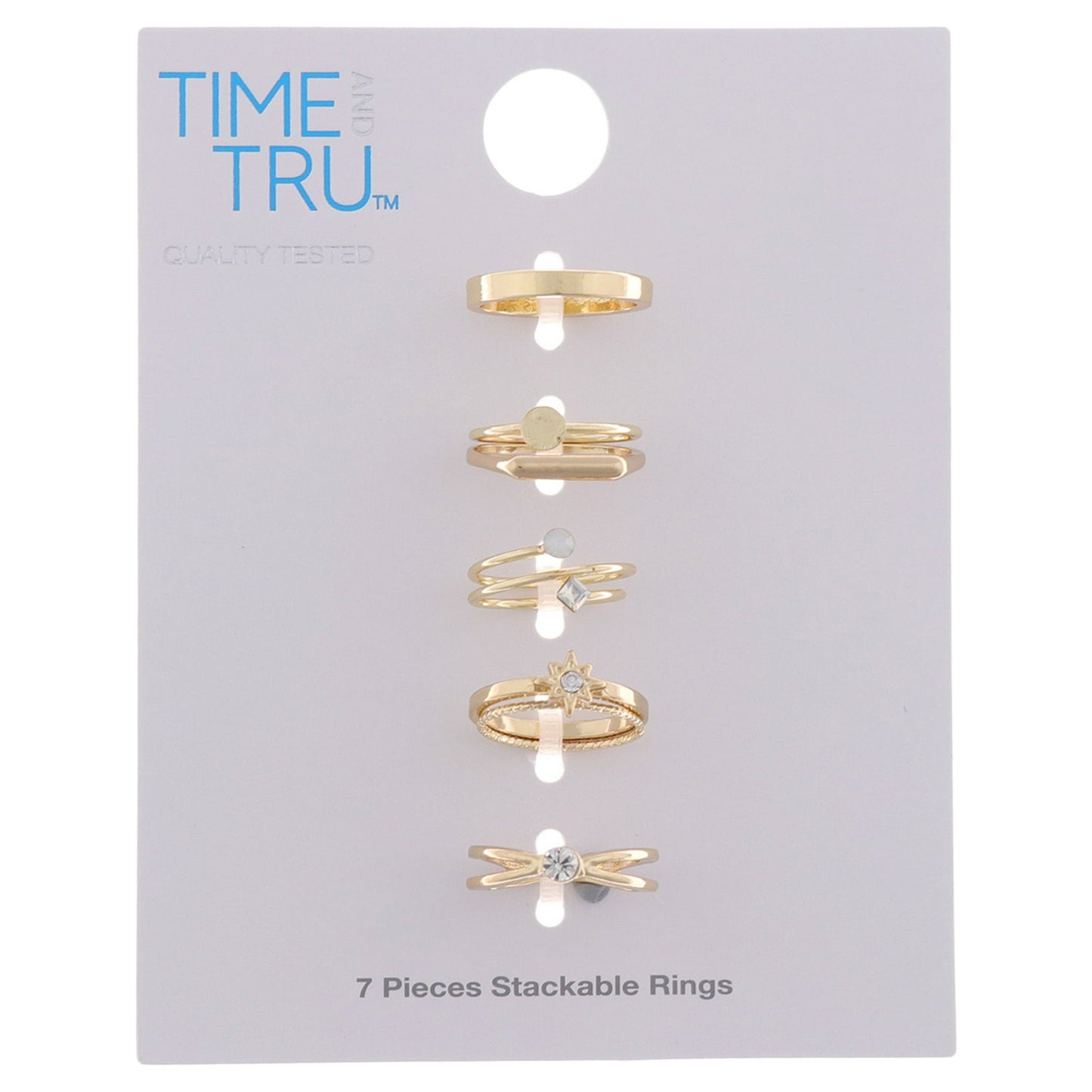 Time and Tru Delicate Gold-Tone Stacking Rings Set, 7-Pack