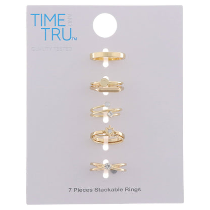 Time and Tru Delicate Gold-Tone Stacking Rings Set, 7-Pack