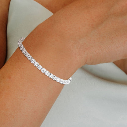 APSVO 18K White Gold Plated Tennis Bracelets for Women Girls CZ S925 Sterling Silver April Birthstone Bracelets with Crystal Wedding Birthday Jewelry Gifts Ideas Teen Tween Daughter Mom Kids Age