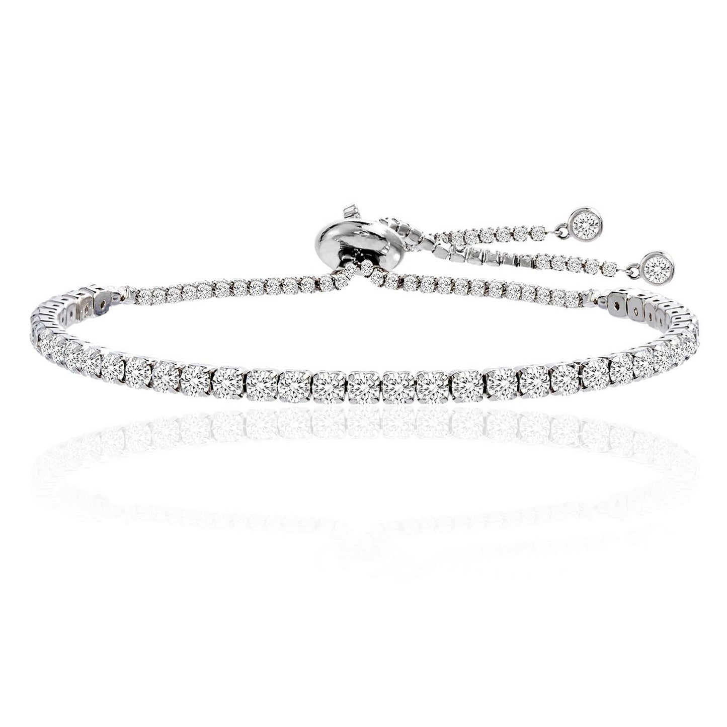 Amy and Annette 14K White Gold Adjustable Tennis Bracelet with crystals from Swarovski in 14K White Gold Plated