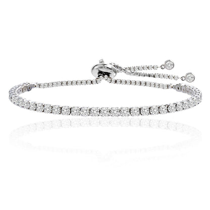 Amy and Annette 14K White Gold Adjustable Tennis Bracelet with crystals from Swarovski in 14K White Gold Plated
