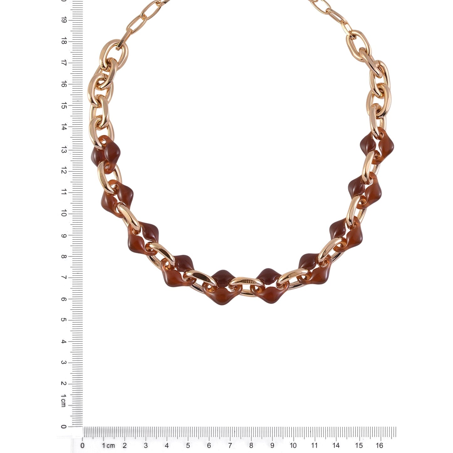 Time and Tru Women's Metal and Tort Resin Oval Link Goldtone Necklace