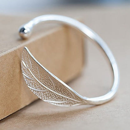 SHIYAO 2018 New Elegant Ladies Leaves 925 Sterling Silver Opening Bracelet Bangle For Women Girl Hot