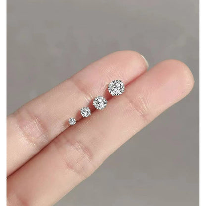 4 Pairs 925 Sterling Silver Tiny Stud Earrings Set Cubic Zirconia Stud Earrings for Women