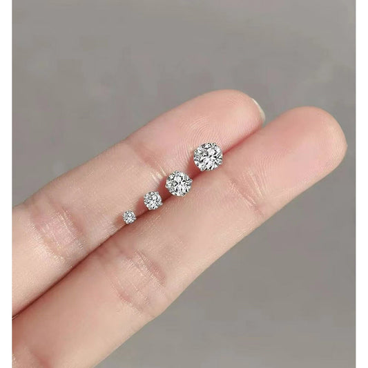 4 Pairs 925 Sterling Silver Tiny Stud Earrings Set Cubic Zirconia Stud Earrings for Women