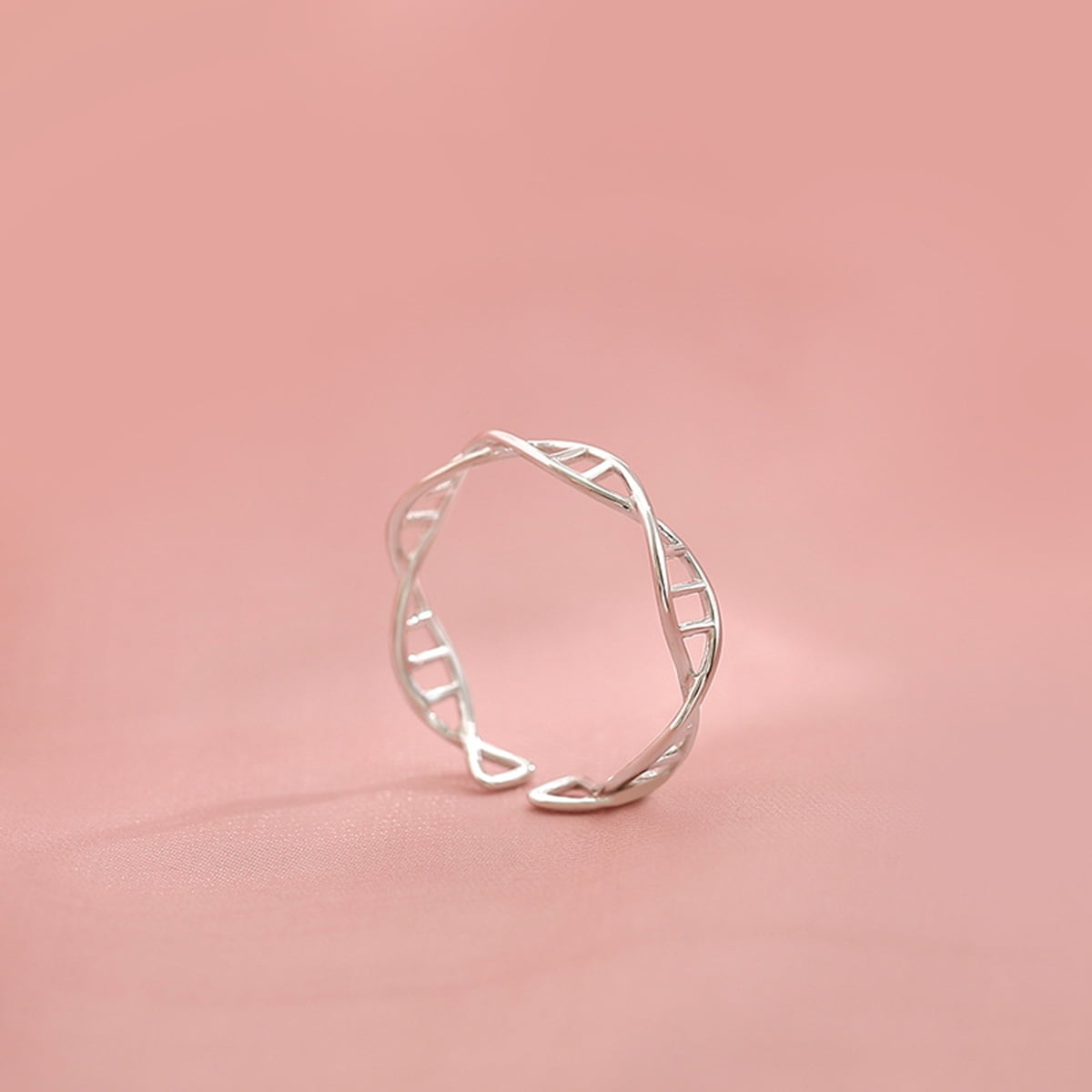 Amy and Annette Sterling Silver Adjustable DNA Ring